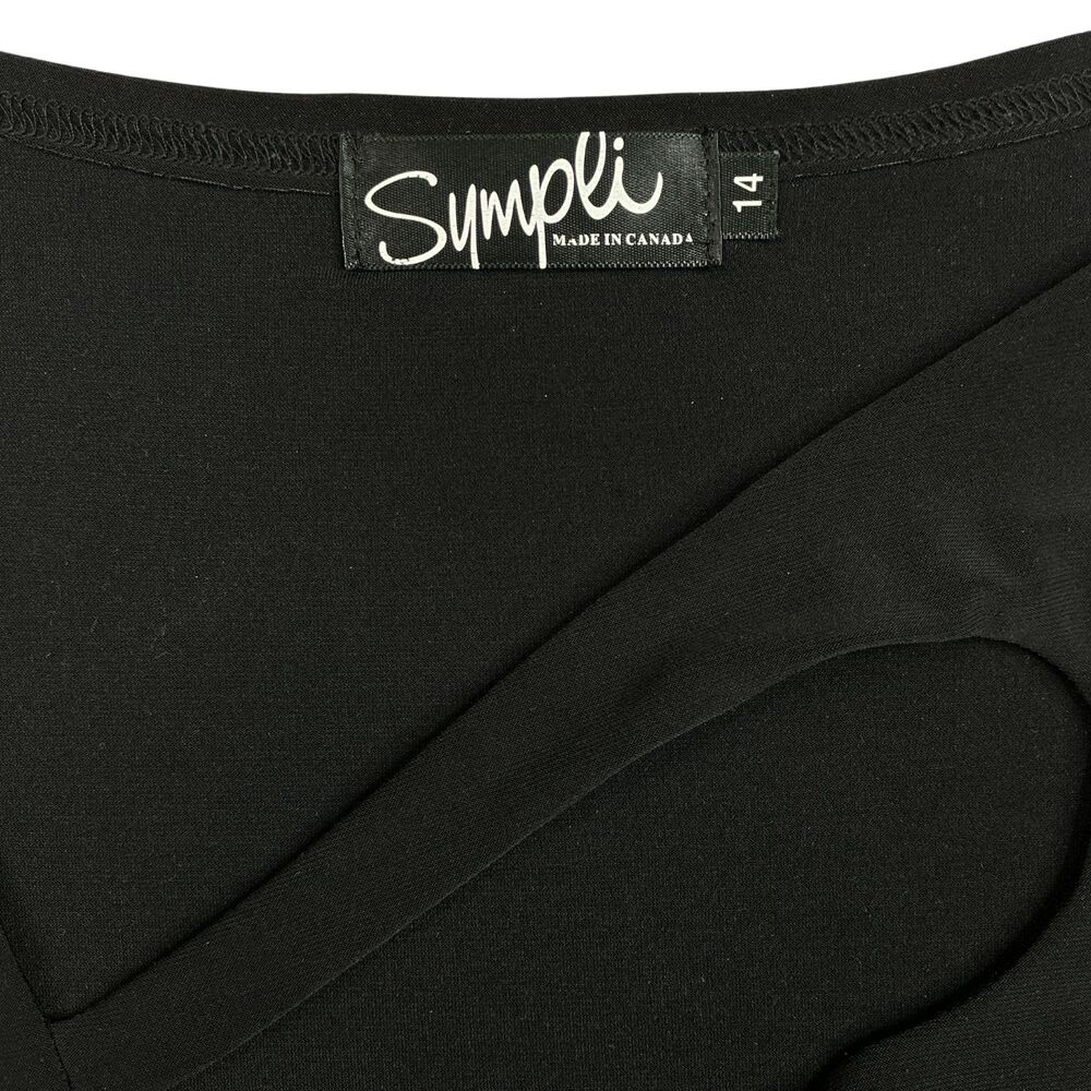 Sympli Travel Dress sz 14 Black Fit Flare Cutout Detail No Iron Packable Canada - Picture 9 of 13